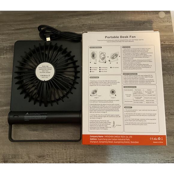 Desk USB 3 Speed Mini Fan USB-C Corded Folding Plug In USB - Picture 6 of 7